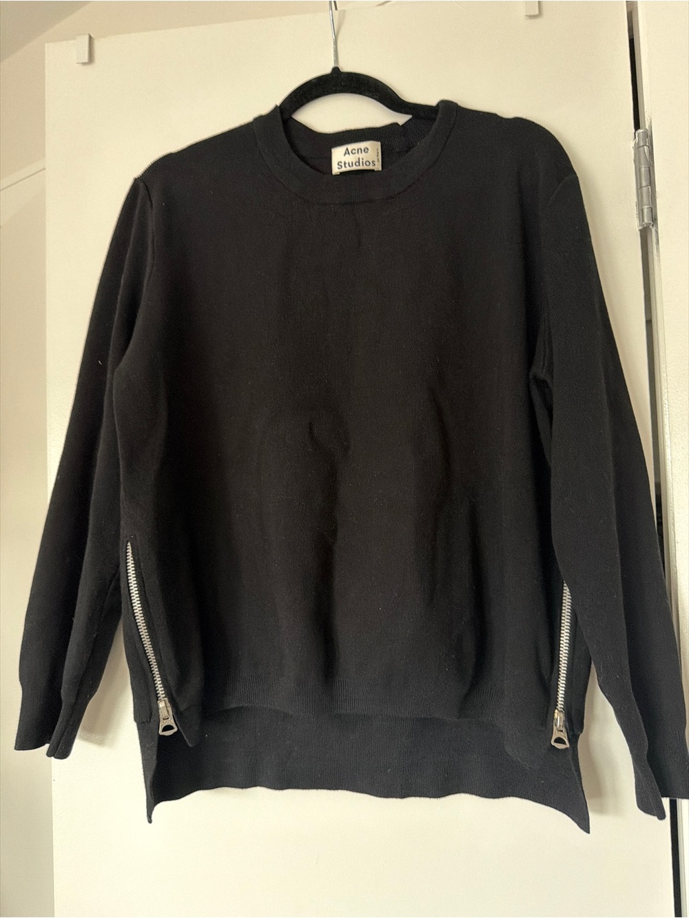 Acne Studios Women’s Aurora Boiled Cotton Zip Side Pullover Size L